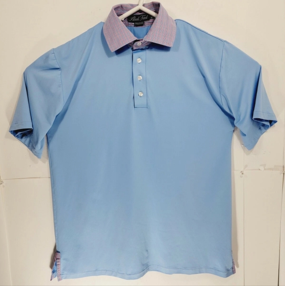 Alial Fital Mens Medium Golf Shirt Polo Blue Made in USA